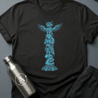 Spirit Hardware sci-fi t-shirt — cybernetic totem pole — Black unisex tee — Apsion Outpost