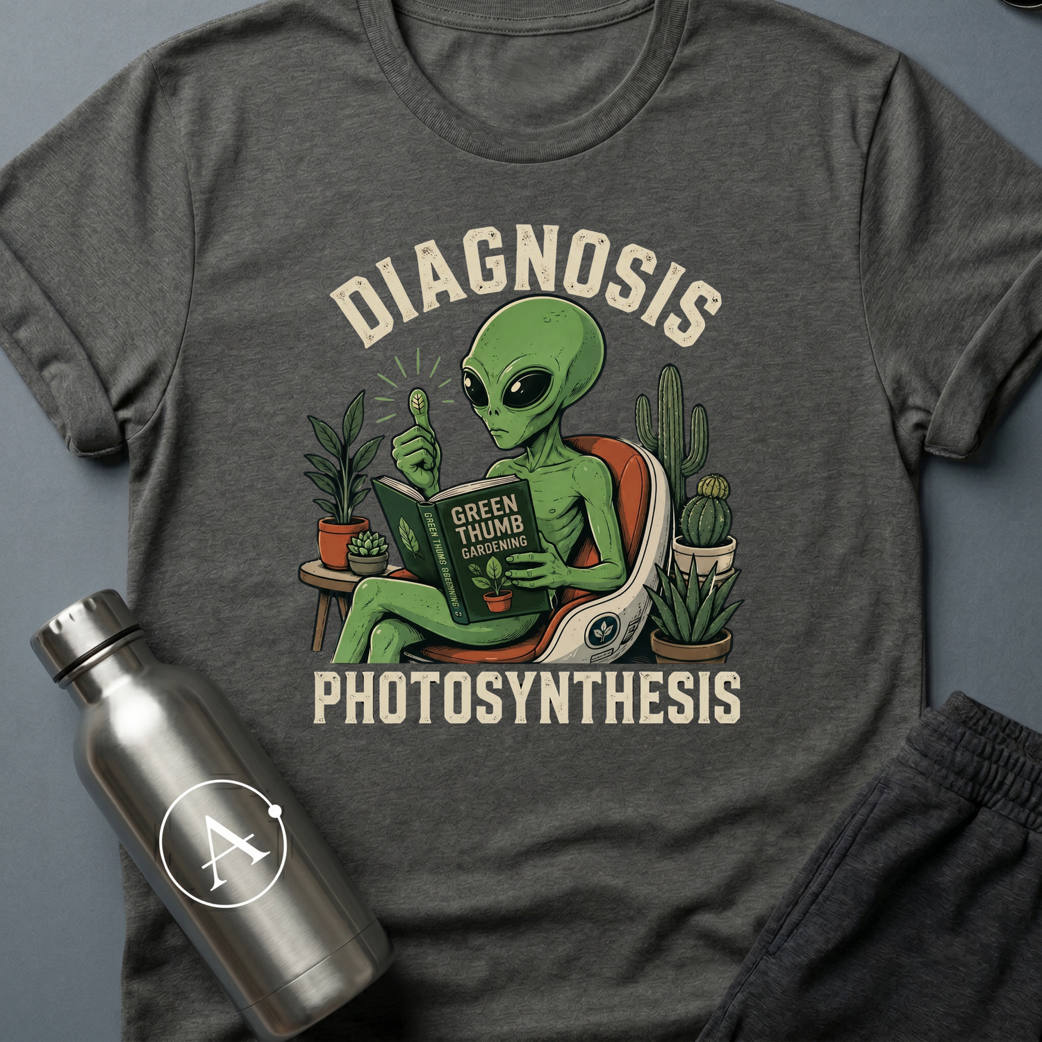 Greenhouse Epiphany sci-fi t-shirt - Dark Heather variant - Apsion Outpost