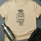 The Cuss Tax sci-fi t-shirt — dystopian Santa Angeles P.D. verbal morality ticket dispenser — Navy unisex tee — Apsion Outpost