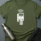 The Cuss Tax sci-fi t-shirt — dystopian Santa Angeles P.D. verbal morality ticket dispenser — Military Green unisex tee — Apsion Outpost