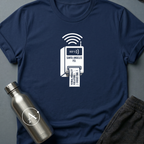The Cuss Tax sci-fi t-shirt — dystopian Santa Angeles P.D. verbal morality ticket dispenser — White unisex tee — Apsion Outpost