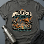 Travel Advisory sci-fi t-shirt — vintage vacation poster for Apocalypse-9 spa under meteor showers — Natural unisex tee — Apsion Outpost