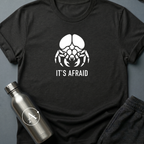 Would You Like to Know More? sci-fi t-shirt — minimalist brain-bug cryptid fearing capture — White unisex tee — Apsion Outpost