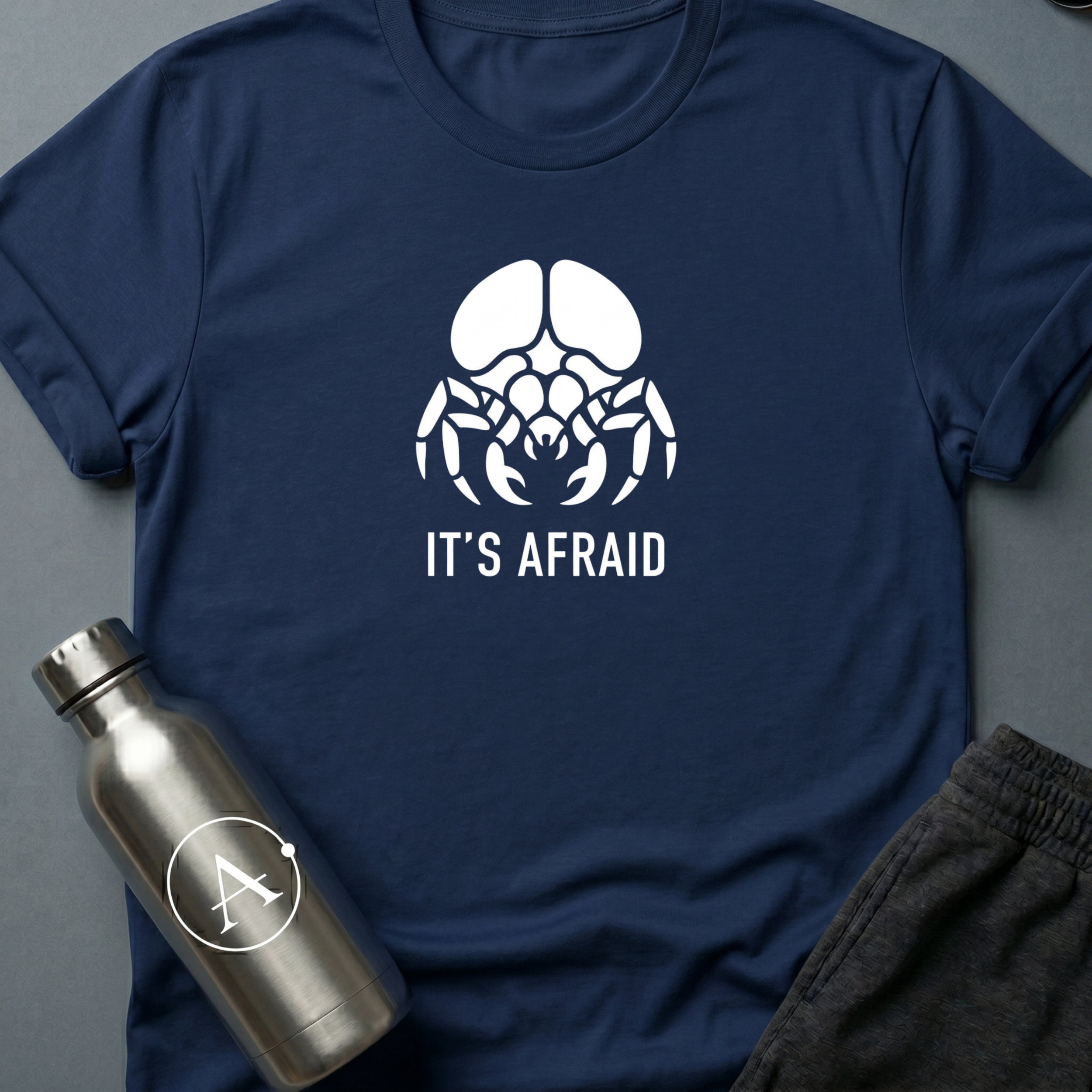 Would You Like to Know More? sci-fi t-shirt — minimalist brain-bug cryptid fearing capture — Military Green unisex tee — Apsion Outpost
