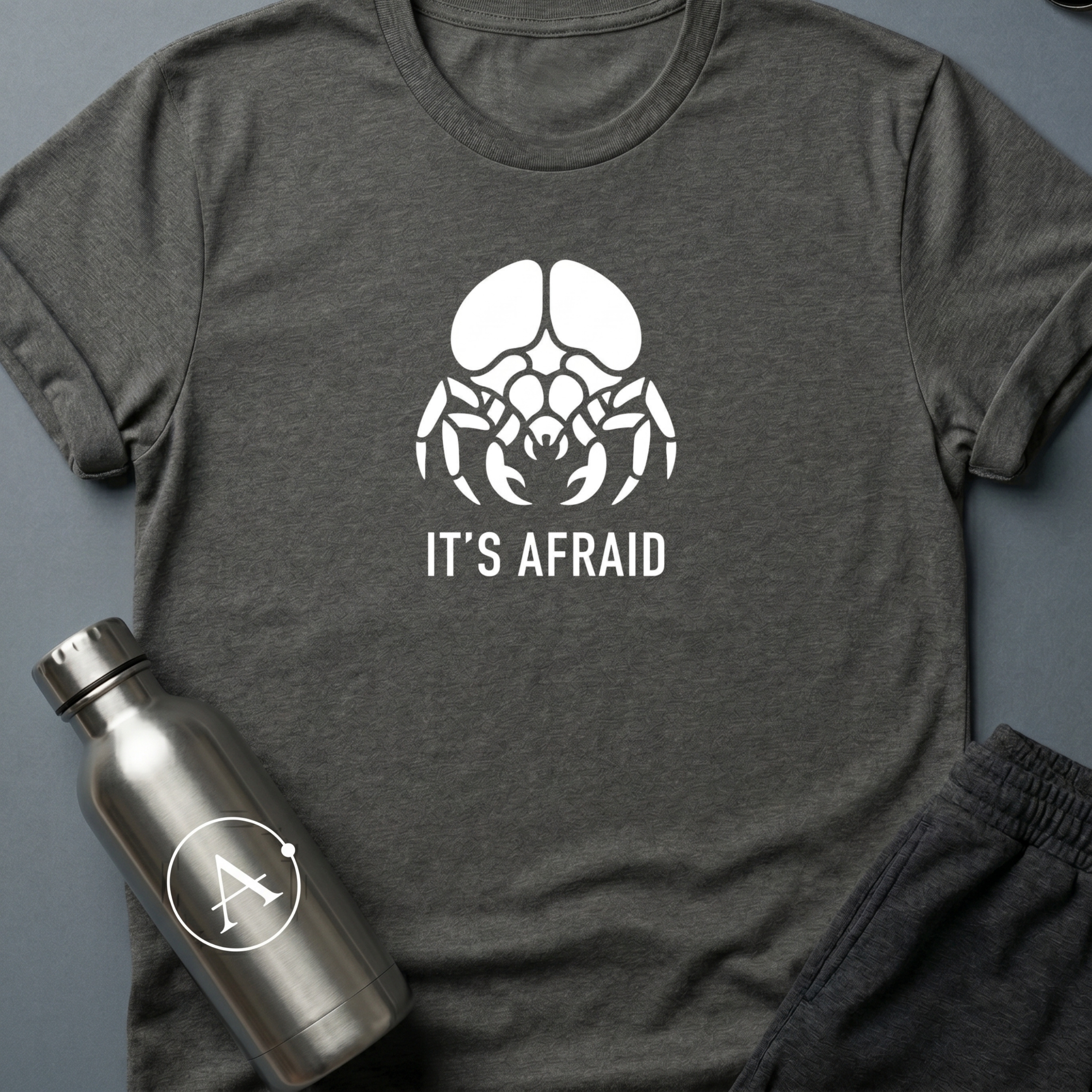 Would You Like to Know More? sci-fi t-shirt — minimalist brain-bug cryptid fearing capture — Black unisex tee — Apsion Outpost