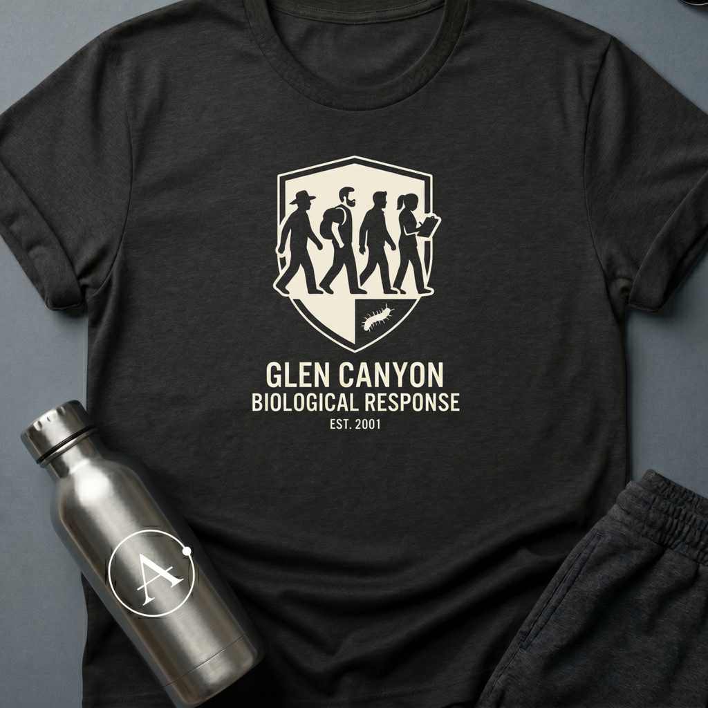 Anomaly Response Division sci-fi t-shirt — Glen Canyon biological-response field unit shield — Dark Heather unisex tee — Apsion Outpost
