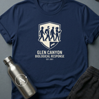 Anomaly Response Division sci-fi t-shirt — Glen Canyon biological-response field unit shield — Navy unisex tee — Apsion Outpost