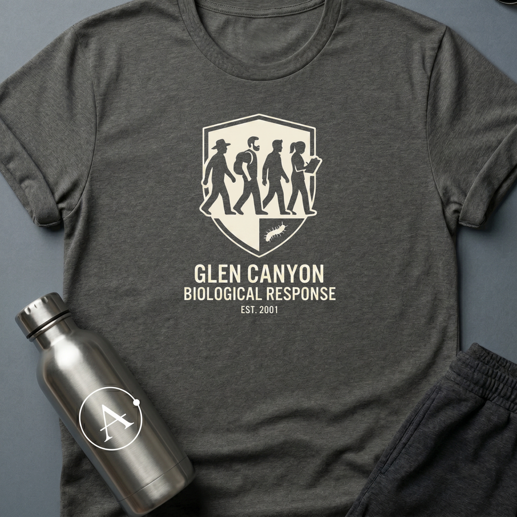 Anomaly Response Division sci-fi t-shirt — Glen Canyon biological-response field unit shield — Black unisex tee — Apsion Outpost