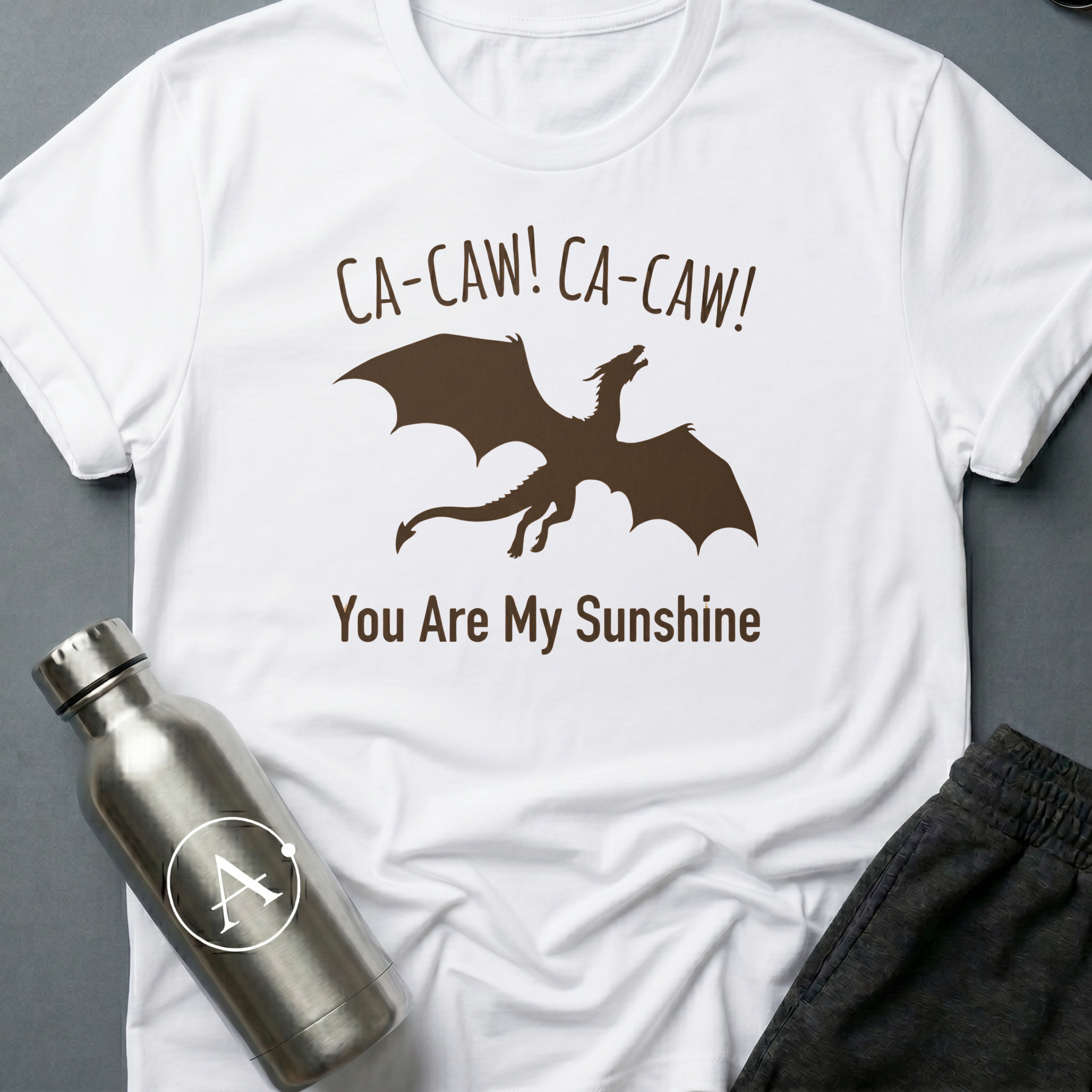 Lullaby Diplomacy sci-fi t-shirt — flying cryptid soothed by a children's song — White unisex tee — Apsion Outpost