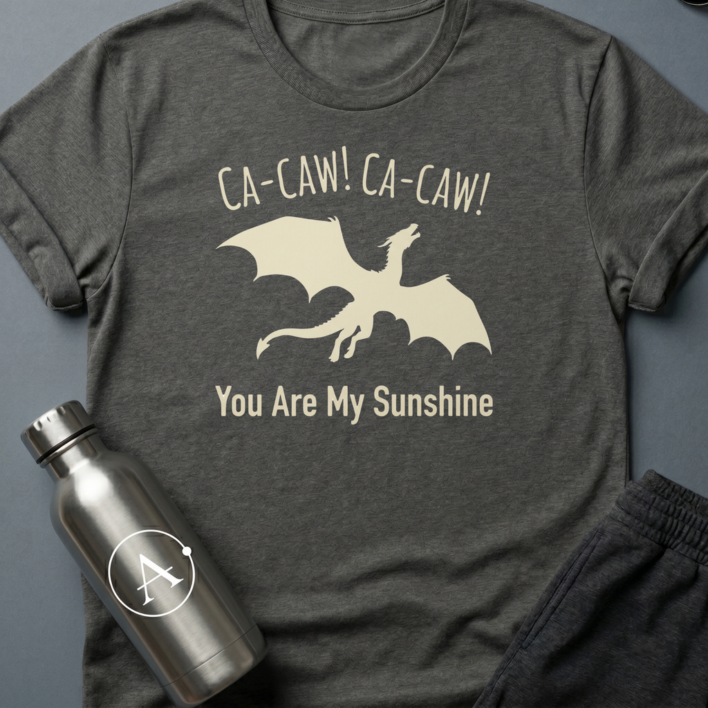 Lullaby Diplomacy sci-fi t-shirt — flying cryptid soothed by a children's song — Black unisex tee — Apsion Outpost