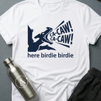 Confident Misidentification sci-fi t-shirt — pteranodon cryptid being called like a parakeet — White unisex tee — Apsion Outpost
