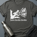 Confident Misidentification sci-fi t-shirt — pteranodon cryptid being called like a parakeet — Black unisex tee — Apsion Outpost