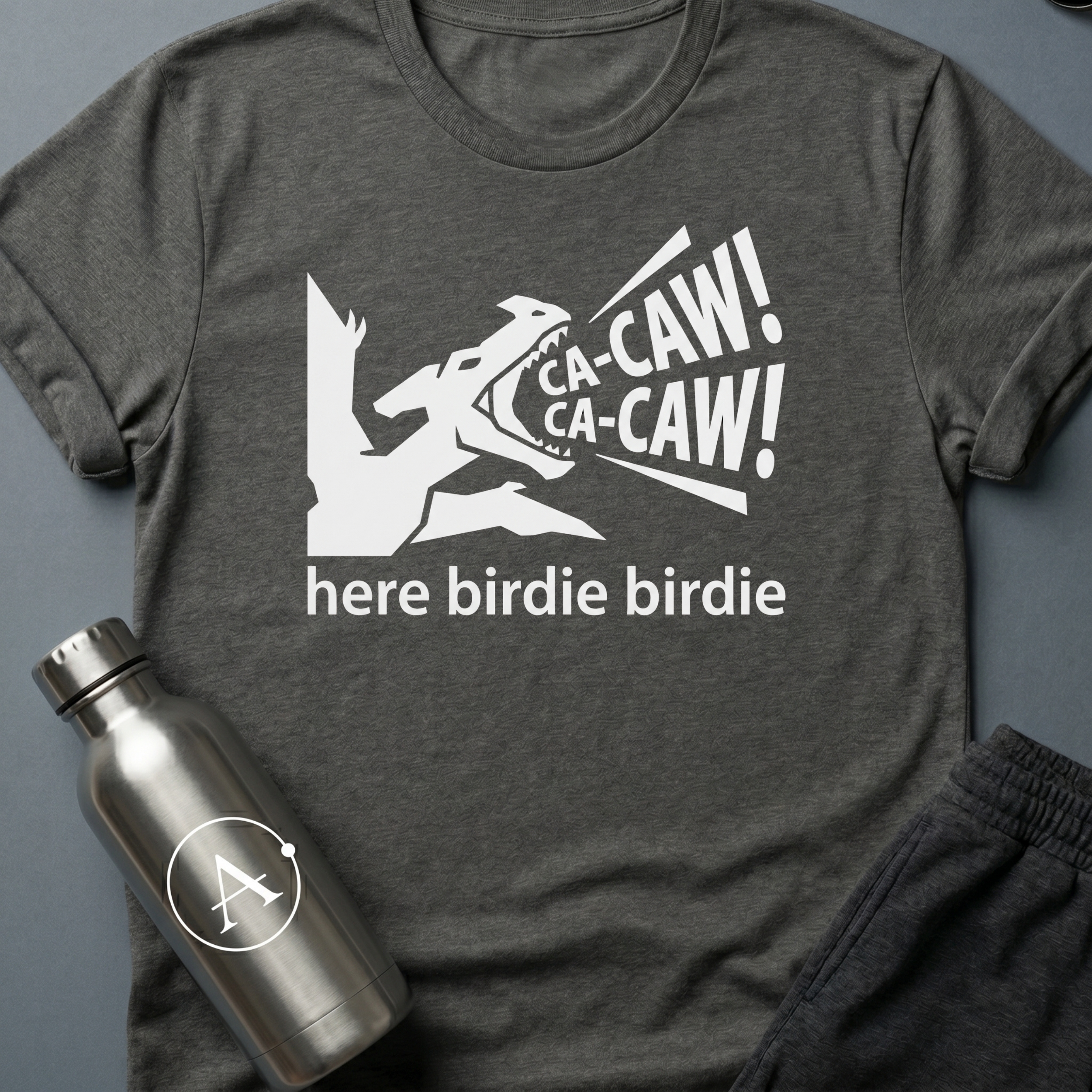 Confident Misidentification sci-fi t-shirt — pteranodon cryptid being called like a parakeet — Black unisex tee — Apsion Outpost