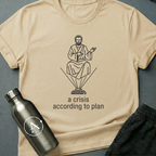 A Crisis According to Plan sci-fi t-shirt — a forecaster who saw the math years before anyone else — Natural unisex tee — Apsion Outpost