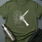 Unaccounted Variable sci-fi t-shirt — a weapon shattering perfect math equations across the page — Military Green unisex tee — Apsion Outpost