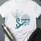 Branching Decisions sci-fi t-shirt — a thinker with futures branching out of the head like roots — White unisex tee — Apsion Outpost
