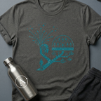 Branching Decisions sci-fi t-shirt — a thinker with futures branching out of the head like roots — Dark Heather unisex tee — Apsion Outpost