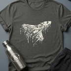 Closer to the Sun sci-fi t-shirt — a spaceship racing into a black hole, retro halftone screenprint style — Dark Heather unisex tee — Apsion Outpost