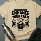 Compulsory Chill sci-fi t-shirt — a state-issued sonic calming device emitting wellness compliance signals — Natural unisex tee — Apsion Outpost