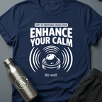 Compulsory Chill sci-fi t-shirt — a state-issued sonic calming device emitting wellness compliance signals — Navy unisex tee — Apsion Outpost