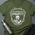 Citizen of the Month sci-fi t-shirt — a federation shield with a helmeted soldier and the recruiter's iconic propaganda line — Military Green unisex tee — Apsion Outpost