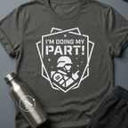 Citizen of the Month sci-fi t-shirt — a federation shield with a helmeted soldier and the recruiter's iconic propaganda line — Dark Heather unisex tee — Apsion Outpost