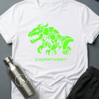Don't Approach sci-fi t-shirt — a neon-green biomechanical chupacabra with apex-predator energy and a dropped Latin name — White unisex tee — Apsion Outpost