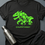 Don't Approach sci-fi t-shirt — a neon-green biomechanical chupacabra with apex-predator energy and a dropped Latin name — Black unisex tee — Apsion Outpost