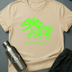Don't Approach sci-fi t-shirt — a neon-green biomechanical chupacabra with apex-predator energy and a dropped Latin name — Natural unisex tee — Apsion Outpost