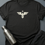 Service Year One sci-fi t-shirt — a clean federation eagle insignia with a compass-star above — Black unisex tee — Apsion Outpost