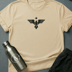 Service Year One sci-fi t-shirt — a clean federation eagle insignia with a compass-star above — Natural unisex tee — Apsion Outpost