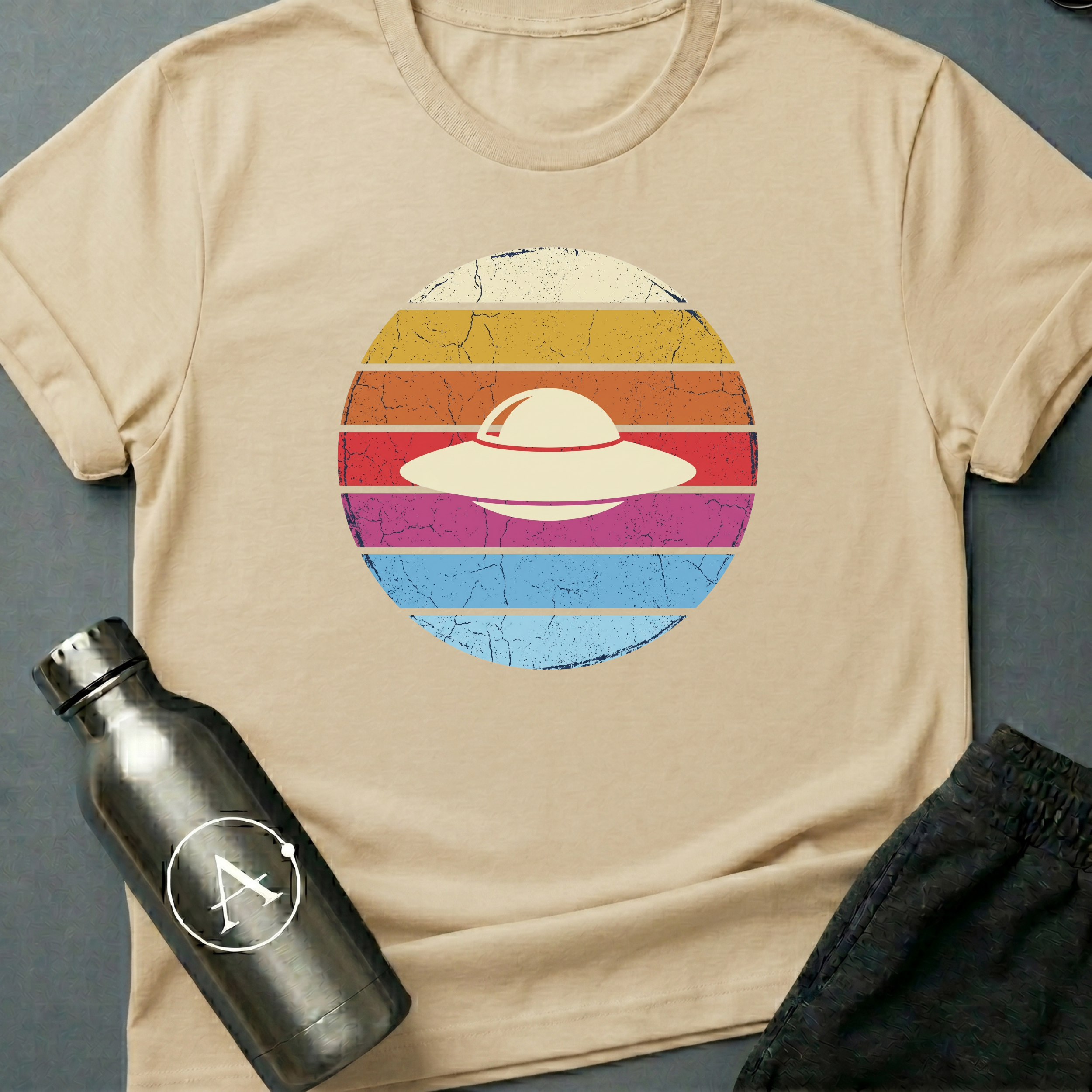 Sunset Saucer retro UFO sci-fi t-shirt — Navy — Apsion Outpost