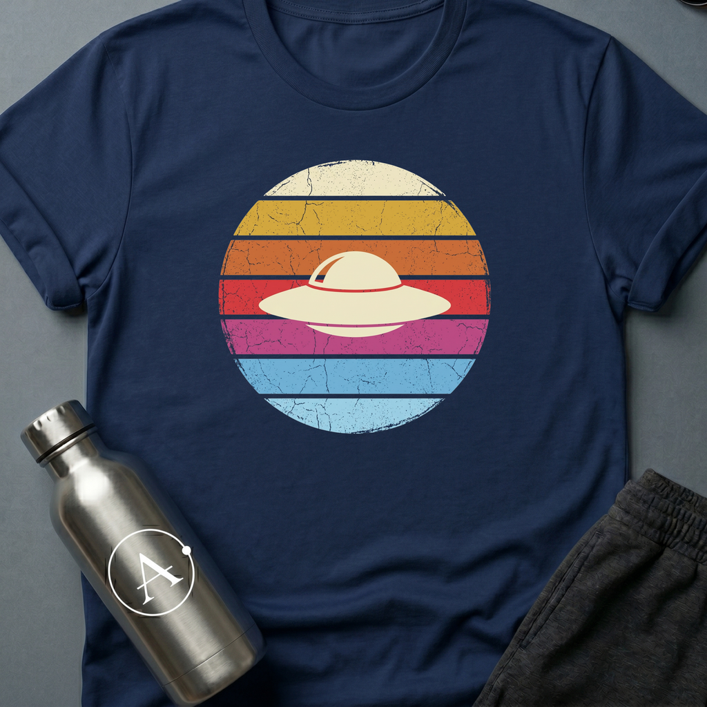 Sunset Saucer retro UFO sci-fi t-shirt — White — Apsion Outpost