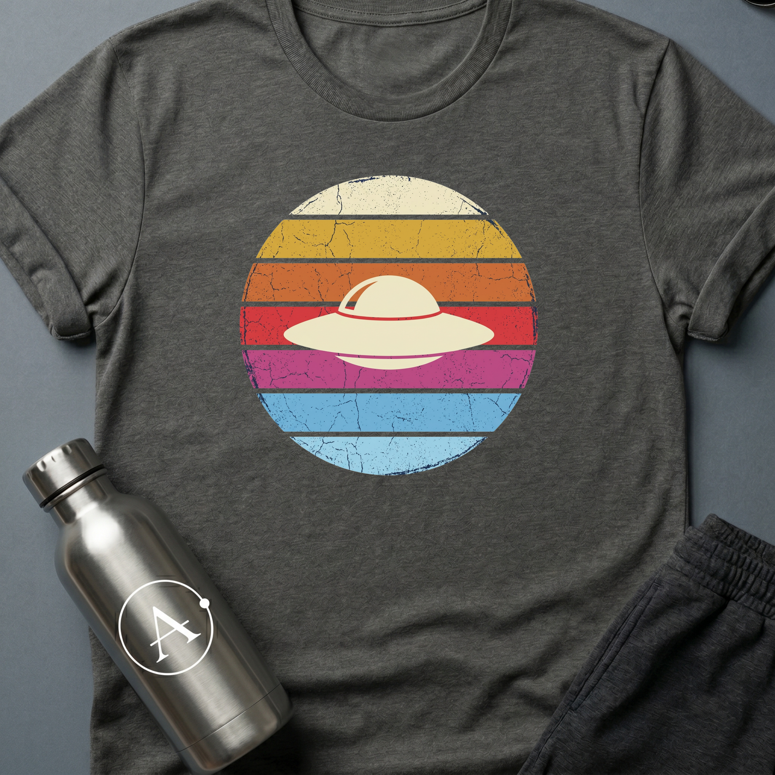 Sunset Saucer retro UFO sci-fi t-shirt — Natural — Apsion Outpost