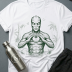 Soft Reign reptilian heart-hands tee on White Apsion unisex Gildan 64000, flat lay