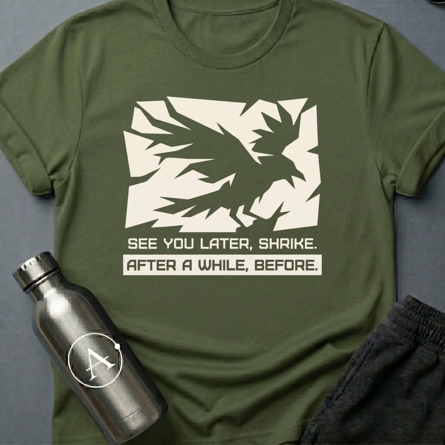 Retrograde t-shirt flat lay - book-reader tee for Hyperion Cantos fans, Apsion Outpost