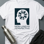 Sequence Optional sci-fi t-shirt — a profile head containing a dense interlocking spiral — White unisex tee — Apsion Outpost