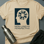 Sequence Optional sci-fi t-shirt — a profile head containing a dense interlocking spiral — Natural unisex tee — Apsion Outpost
