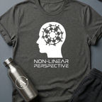 Sequence Optional sci-fi t-shirt — a profile head containing a dense interlocking spiral — Dark Heather unisex tee — Apsion Outpost