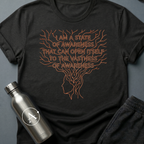 More Than Meat sci-fi t-shirt — a line-drawn profile head branching upward into a wide root system that frames the text — Black unisex tee — Apsion Outpost