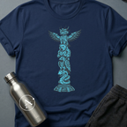 Spirit Hardware sci-fi t-shirt — cybernetic totem pole — Navy unisex tee — Apsion Outpost
