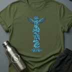 Spirit Hardware sci-fi t-shirt — cybernetic totem pole — Military Green unisex tee — Apsion Outpost