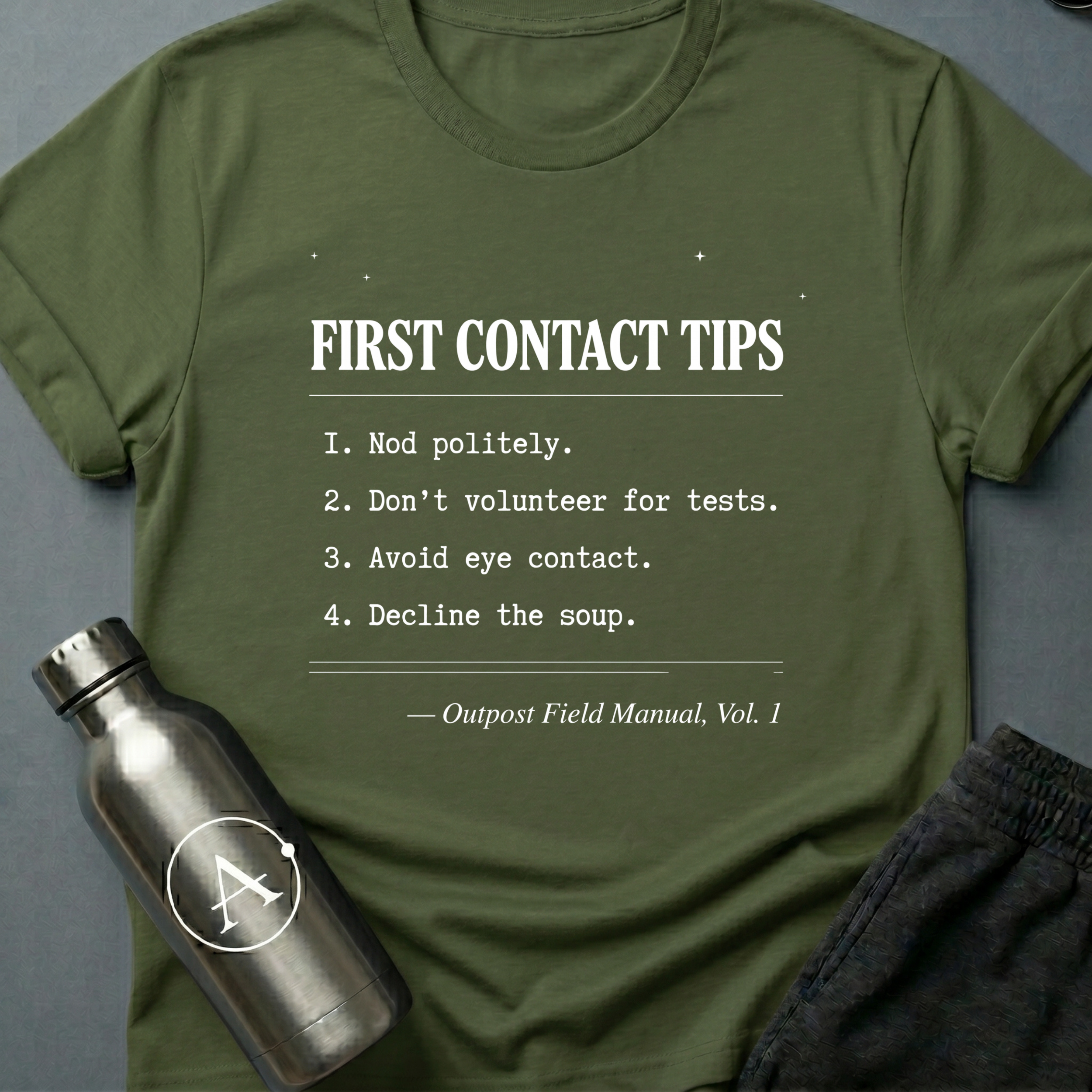 Decline the Soup sci-fi alien dinner t-shirt — Apsion Outpost