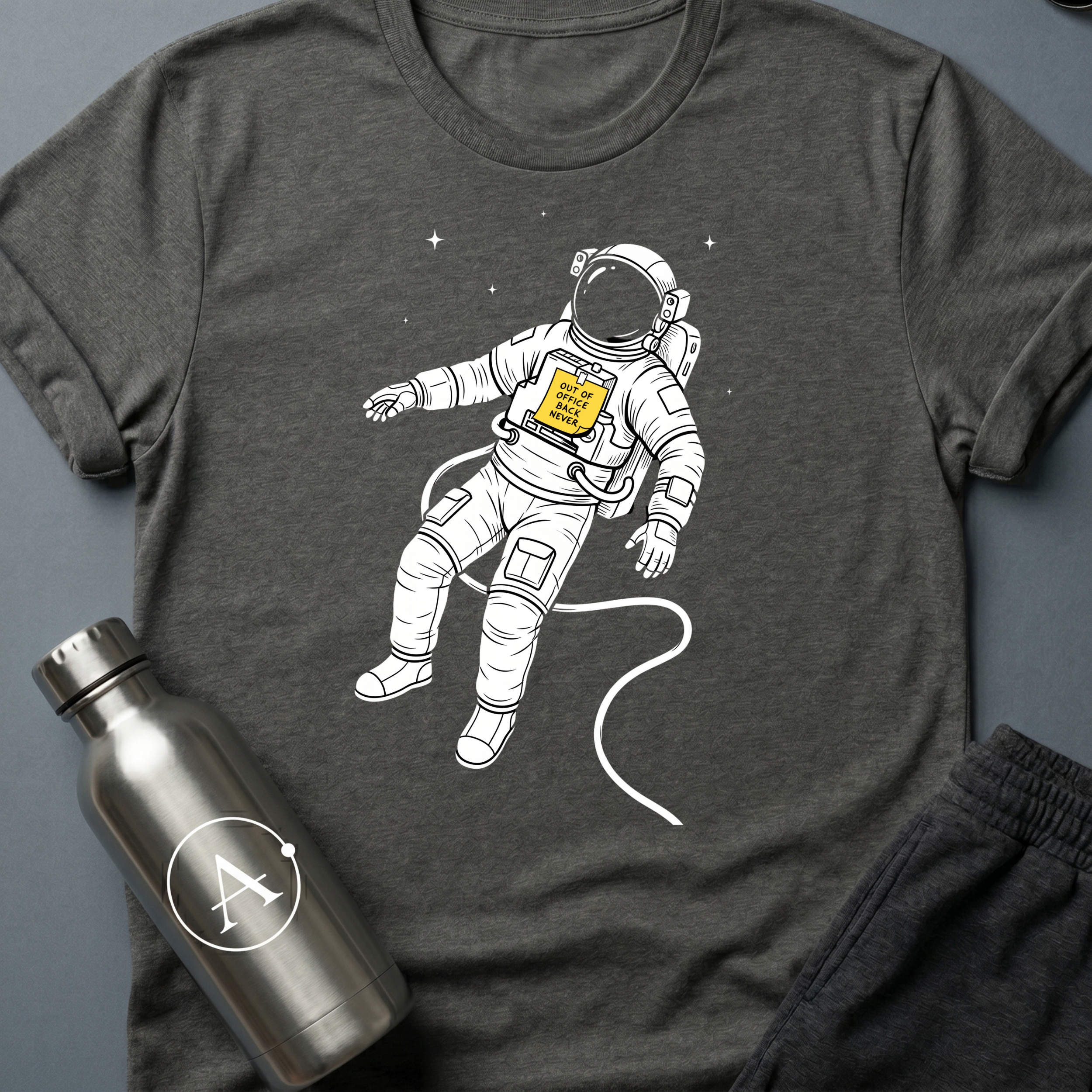 Out of Office funny astronaut t-shirt — Apsion Outpost