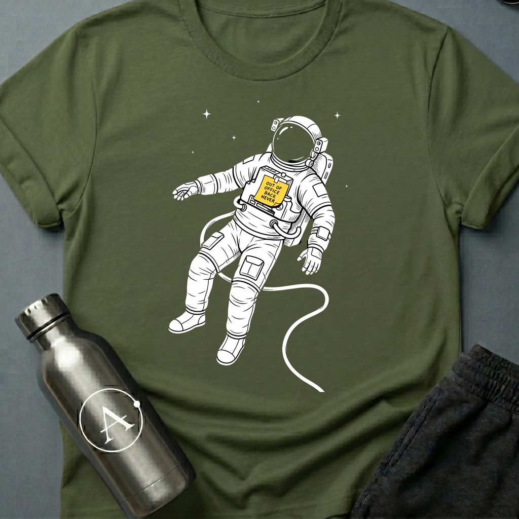 Out of Office funny astronaut t-shirt — Apsion Outpost