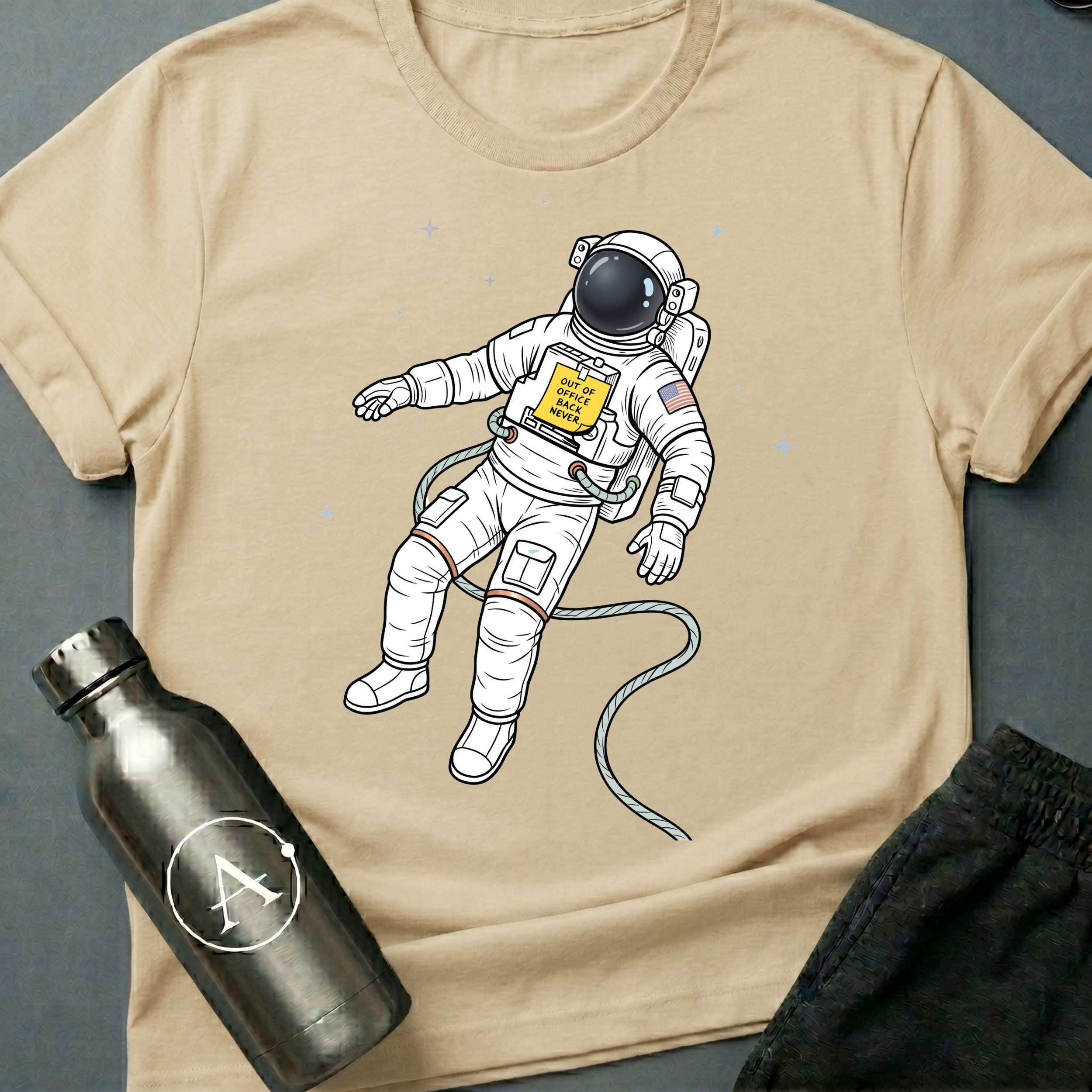Out of Office funny astronaut t-shirt — Apsion Outpost