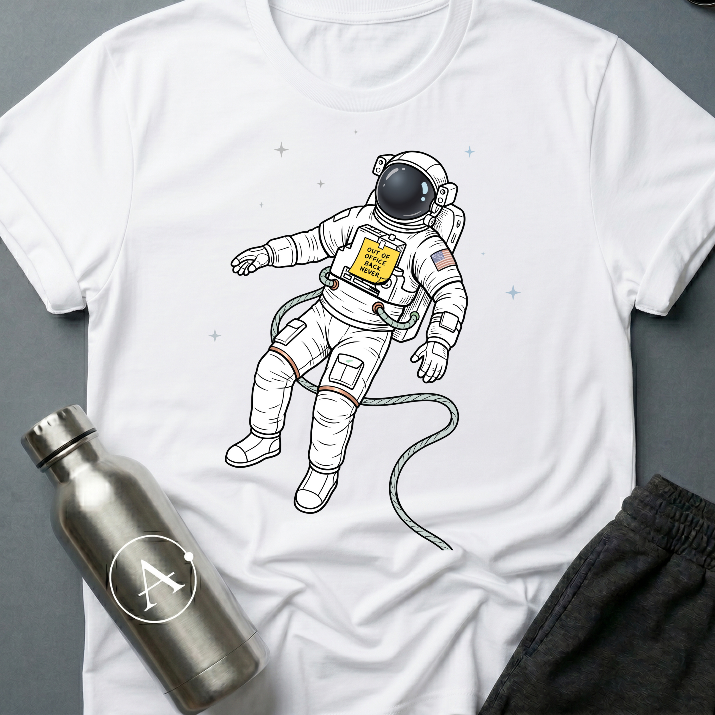 Out of Office funny astronaut t-shirt — Apsion Outpost